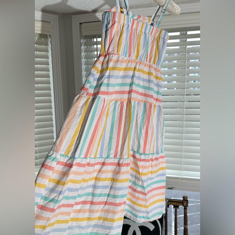 Striped Pastel White Dress 💛💗🤍| Vacation Dress